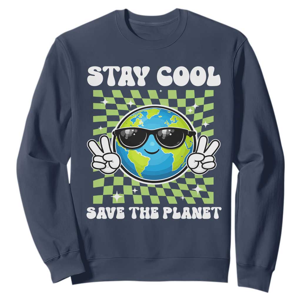 Groovy Earth Day Save The Planet Sweatshirt TS10 Navy Print Your Wear