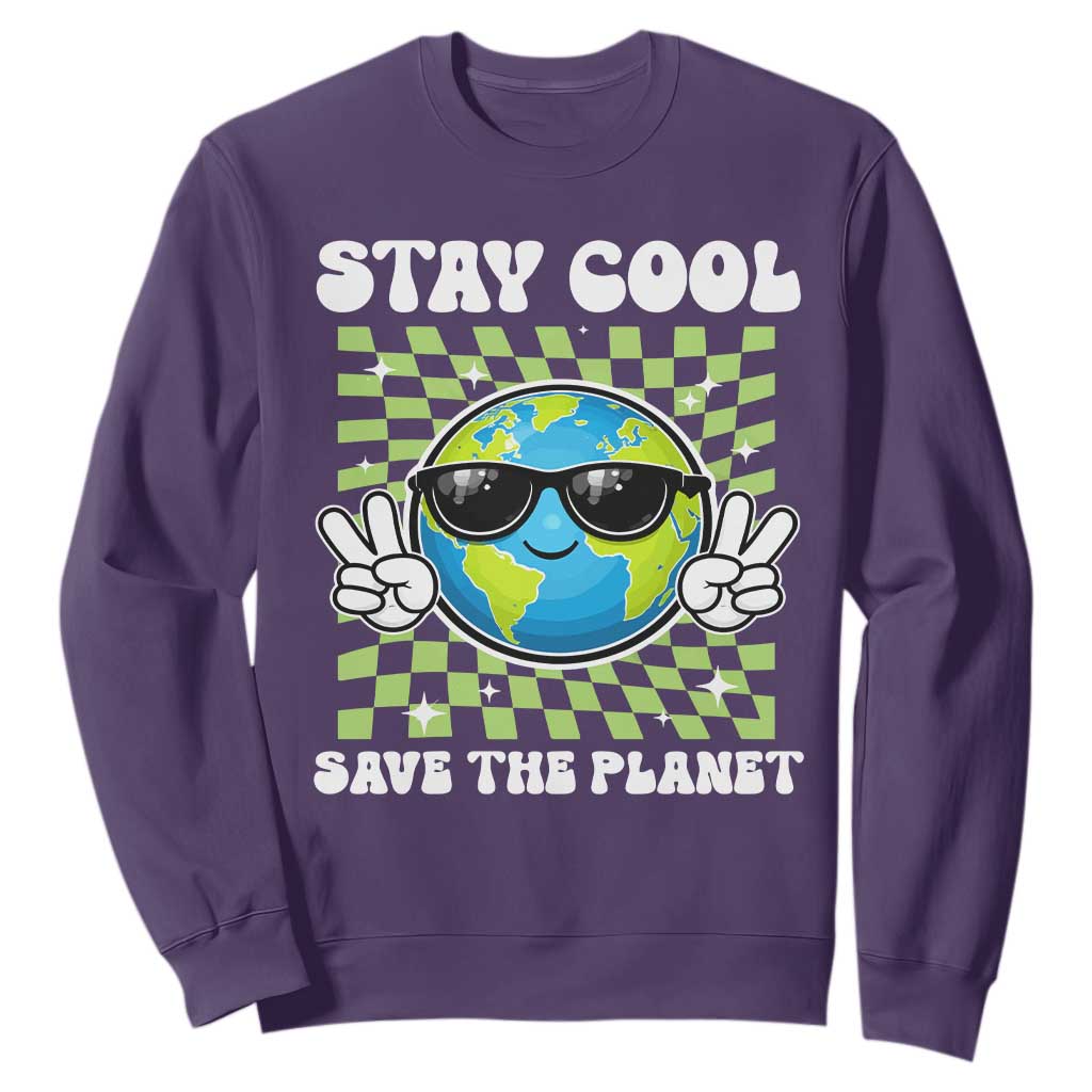 Groovy Earth Day Save The Planet Sweatshirt TS10 Purple Print Your Wear