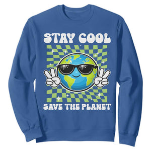Groovy Earth Day Save The Planet Sweatshirt TS10 Royal Blue Print Your Wear