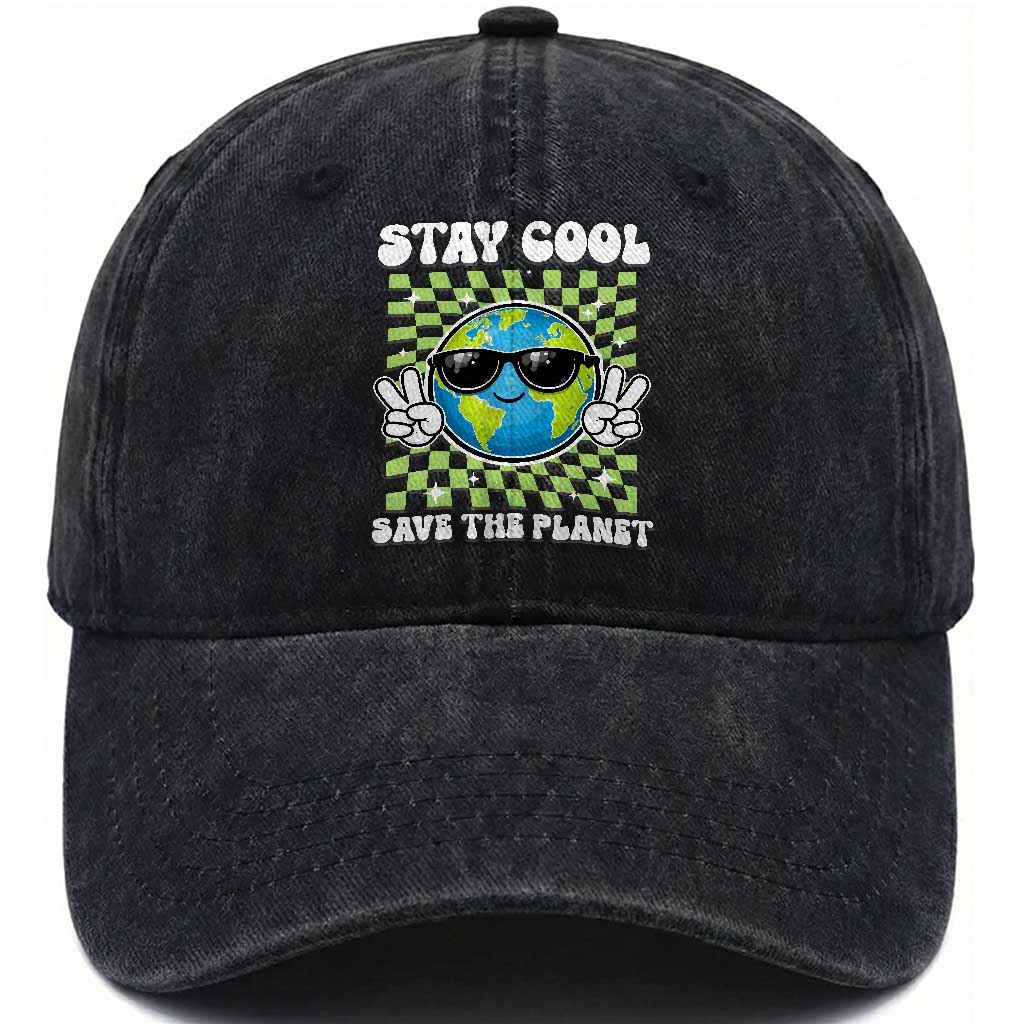 Groovy Earth Day Save The Planet Washed Cotton Baseball Cap TS10 Print Your Wear