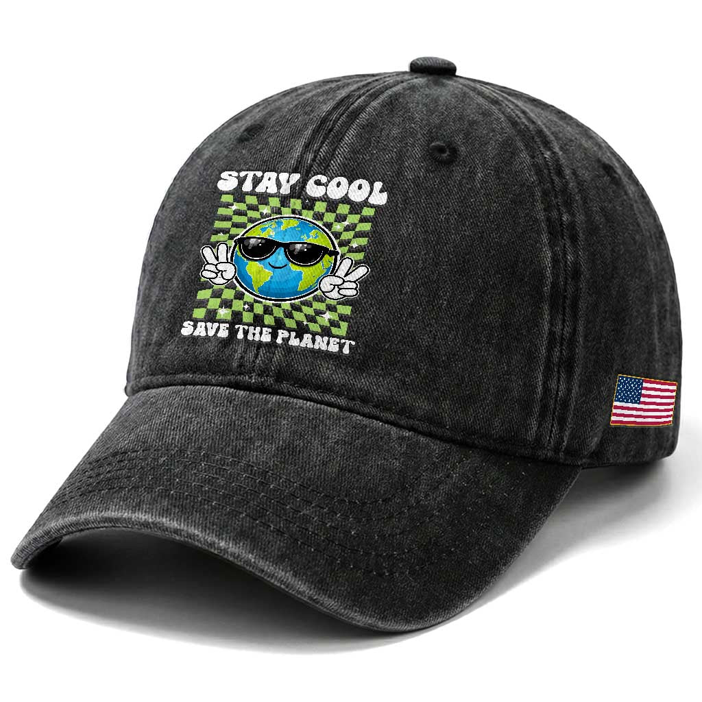 Groovy Earth Day Save The Planet Washed Cotton Baseball Cap TS10 Print Your Wear