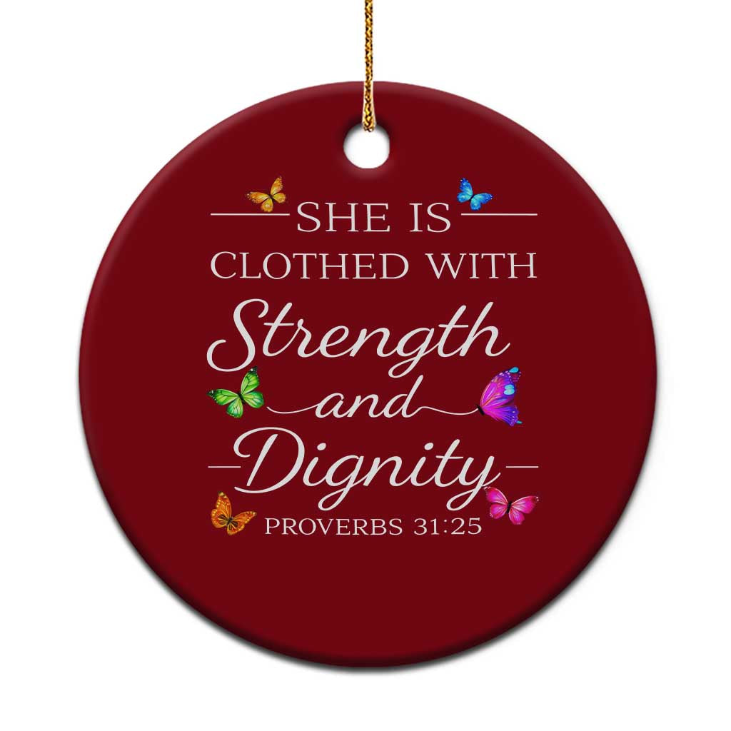 Christian Jesus Ceramic Ornament Strength Dignity Encouraging Bible Verse Proverb Butterfly Art TS10 1pc Red Print Your Wear