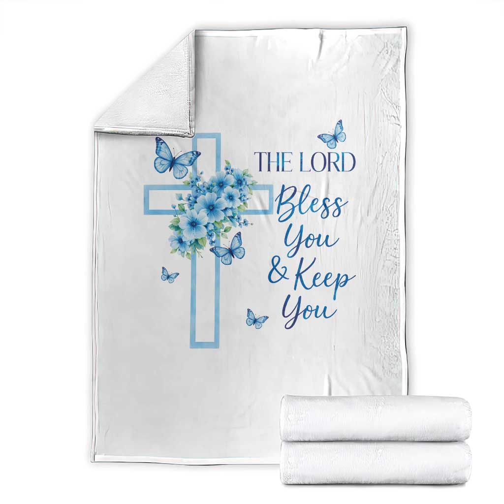 Christian Jesus Throw Blanket The Lord Bless You Encouraging Bible Verse Butterfly Art TS10 White Print Your Wear