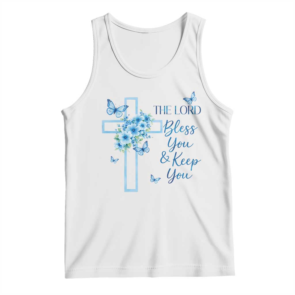 Christian Jesus Tank Top The Lord Bless You Encouraging Bible Verse Butterfly Art TS10 White Print Your Wear