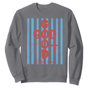 Christian Jesus Lovers Sweatshirt Striped Preppy God Is Good All The Time TS10 Charcoal Print Your Wear