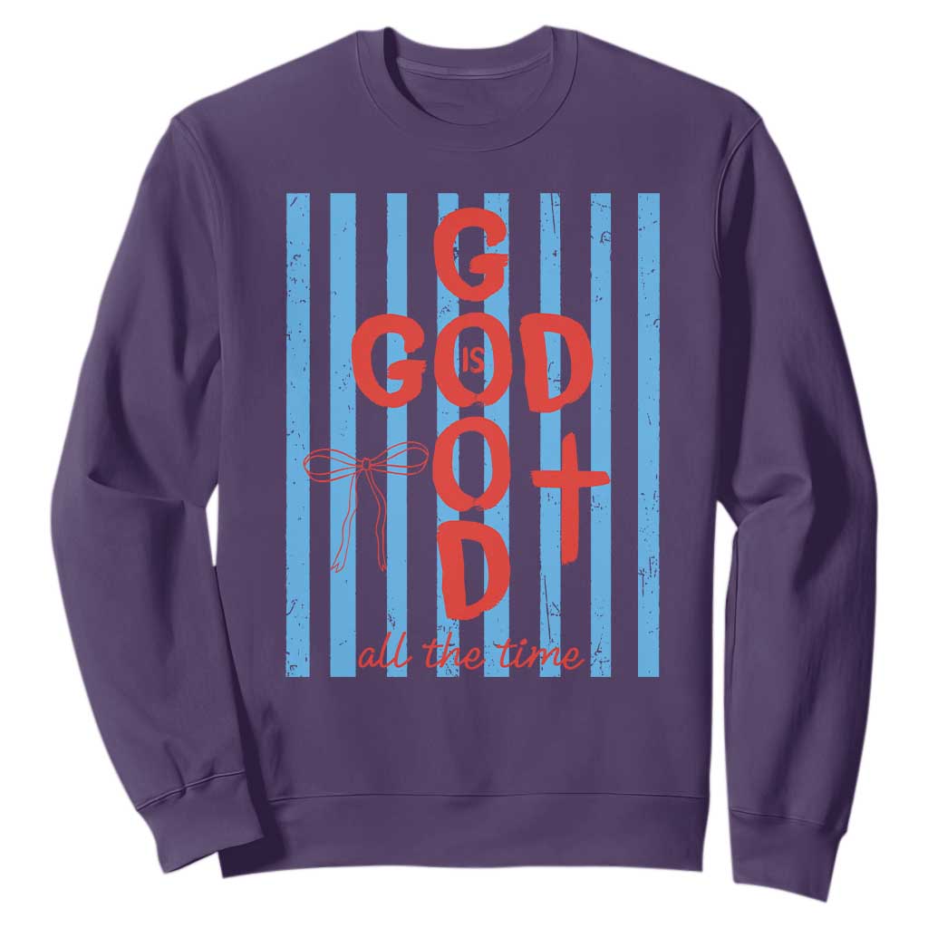 Christian Jesus Lovers Sweatshirt Striped Preppy God Is Good All The Time TS10 Purple Print Your Wear