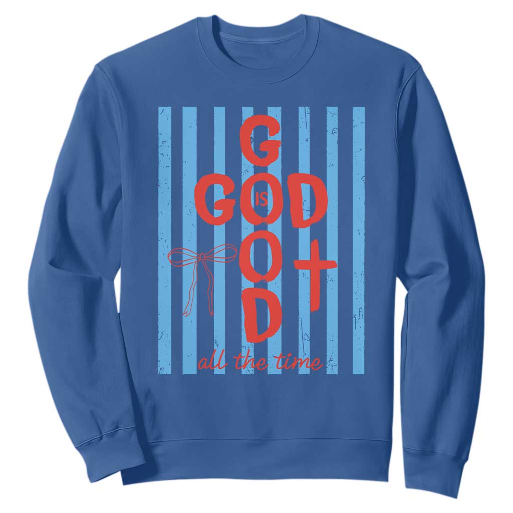 Christian Jesus Lovers Sweatshirt Striped Preppy God Is Good All The Time TS10 Royal Blue Print Your Wear