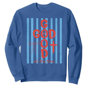 Christian Jesus Lovers Sweatshirt Striped Preppy God Is Good All The Time TS10 Royal Blue Print Your Wear