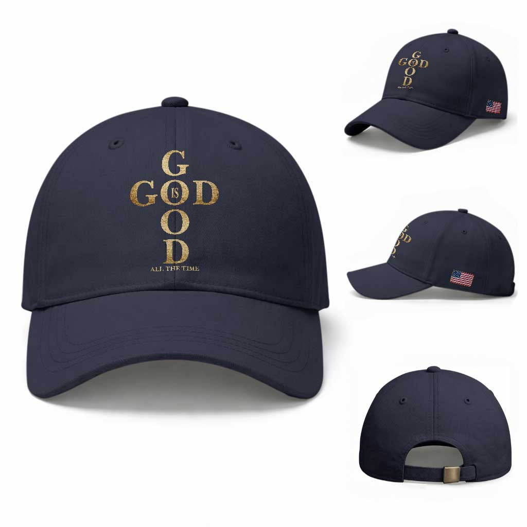 Christian Jesus Lovers Baseball Cap God Is Good All The Time Cross TS10 Baseball Cap Universal Fit Navy Print Your Wear