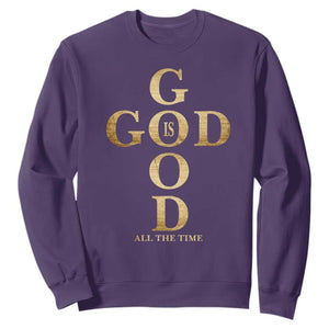 Christian Jesus Lovers Sweatshirt God Is Good All The Time Cross TS10 Purple Print Your Wear
