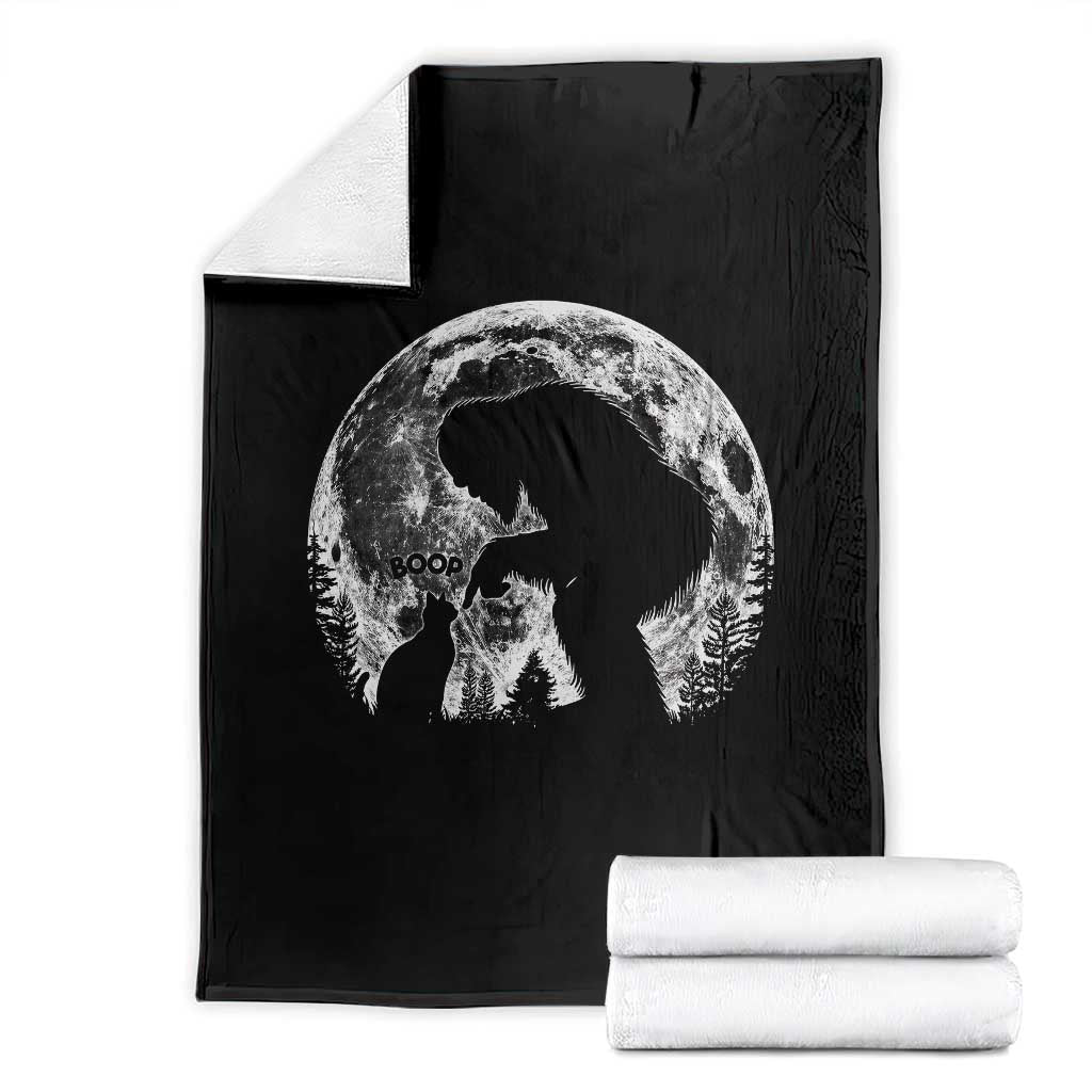 Fun Hand Boop Nose Bigfoot Cat Throw Blanket Sasquatch Full Moon TS10 Black Print Your Wear