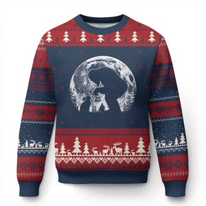 Fun Hand Boop Nose Bigfoot Cat Ugly Christmas Sweater Sasquatch Full Moon TS10 Navy Red Print Your Wear