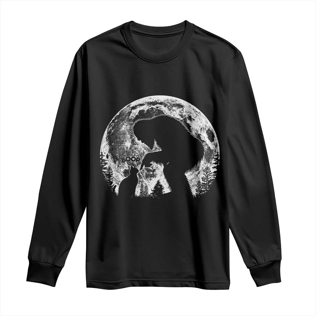 Fun Hand Boop Nose Bigfoot Cat Long Sleeve Shirt Sasquatch Full Moon TS10 Black Print Your Wear