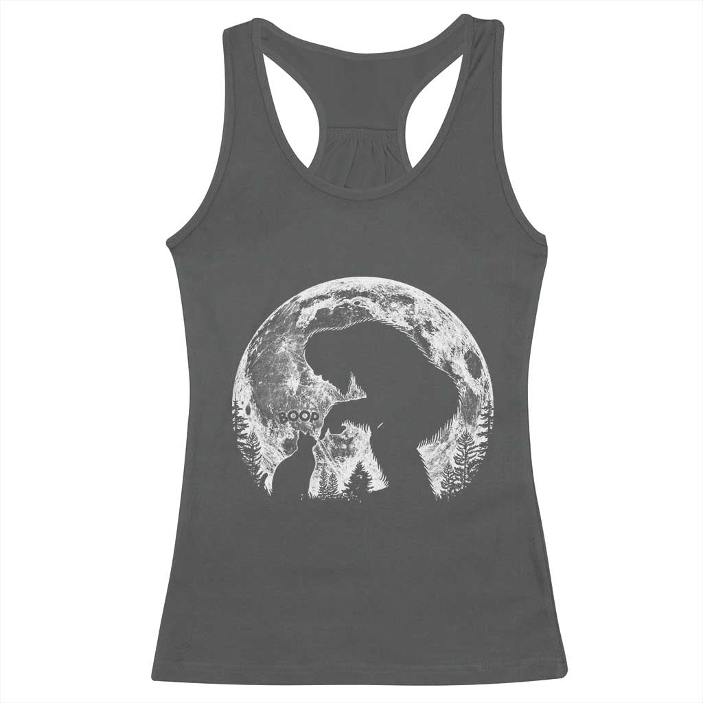 Fun Hand Boop Nose Bigfoot Cat Racerback Tank Top Sasquatch Full Moon TS10 Dark Heather Print Your Wear