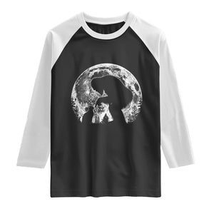 Fun Hand Boop Nose Bigfoot Cat Raglan Shirt Sasquatch Full Moon TS10 Black White Print Your Wear