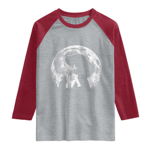 Fun Hand Boop Nose Bigfoot Cat Raglan Shirt Sasquatch Full Moon TS10 Heather Gray Heather Red Print Your Wear