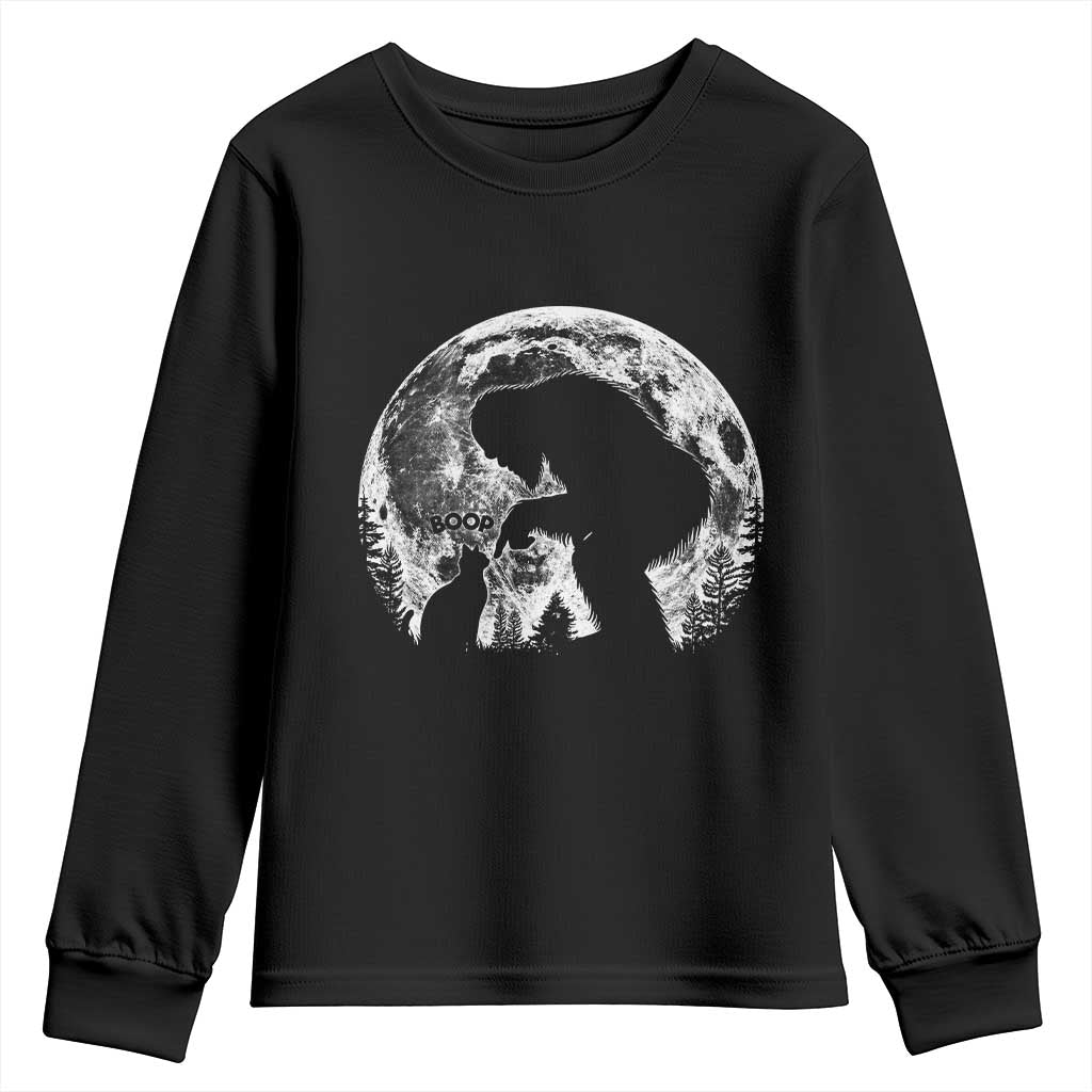 Fun Hand Boop Nose Bigfoot Cat Youth Sweatshirt Sasquatch Full Moon TS10 Black Print Your Wear