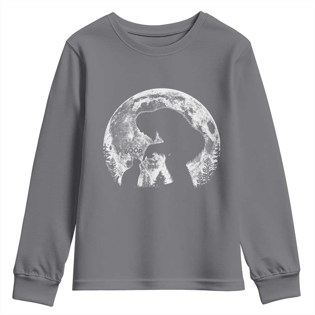 Fun Hand Boop Nose Bigfoot Cat Youth Sweatshirt Sasquatch Full Moon TS10 Charcoal Print Your Wear