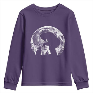 Fun Hand Boop Nose Bigfoot Cat Youth Sweatshirt Sasquatch Full Moon TS10 Purple Print Your Wear