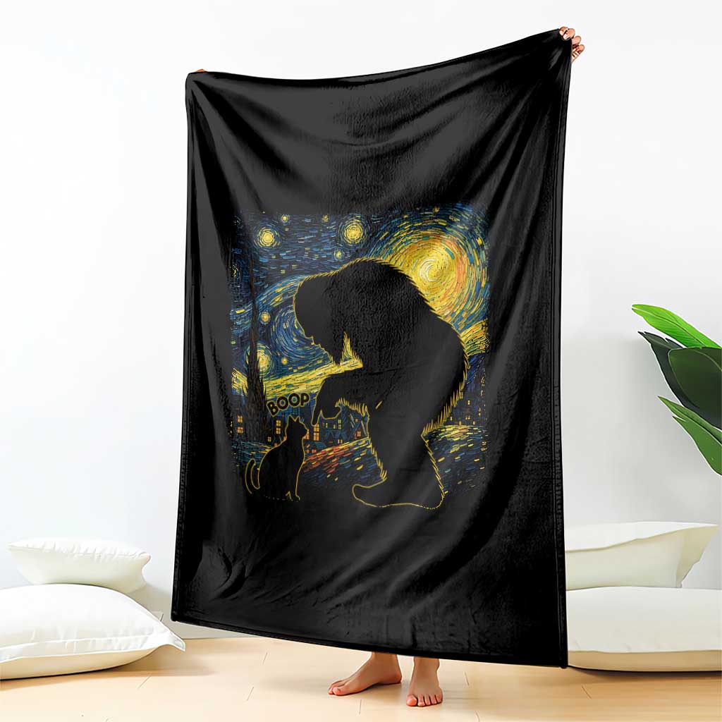 Fun Hand Boop Nose Bigfoot Cat Throw Blanket Sasquatch Starry Night Van Gogh TS10 Print Your Wear