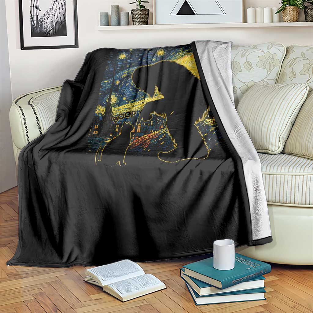 Fun Hand Boop Nose Bigfoot Cat Throw Blanket Sasquatch Starry Night Van Gogh TS10 Print Your Wear