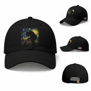 Fun Hand Boop Nose Bigfoot Cat Baseball Cap Sasquatch Starry Night Van Gogh TS10 Baseball Cap Universal Fit Black Print Your Wear