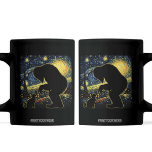 Fun Hand Boop Nose Bigfoot Cat Coffee Mug Sasquatch Starry Night Van Gogh TS10 Black Print Your Wear