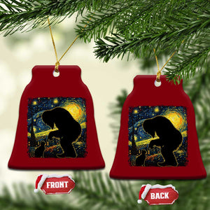 Fun Hand Boop Nose Bigfoot Cat Ceramic Ornament Sasquatch Starry Night Van Gogh TS10 Print Your Wear
