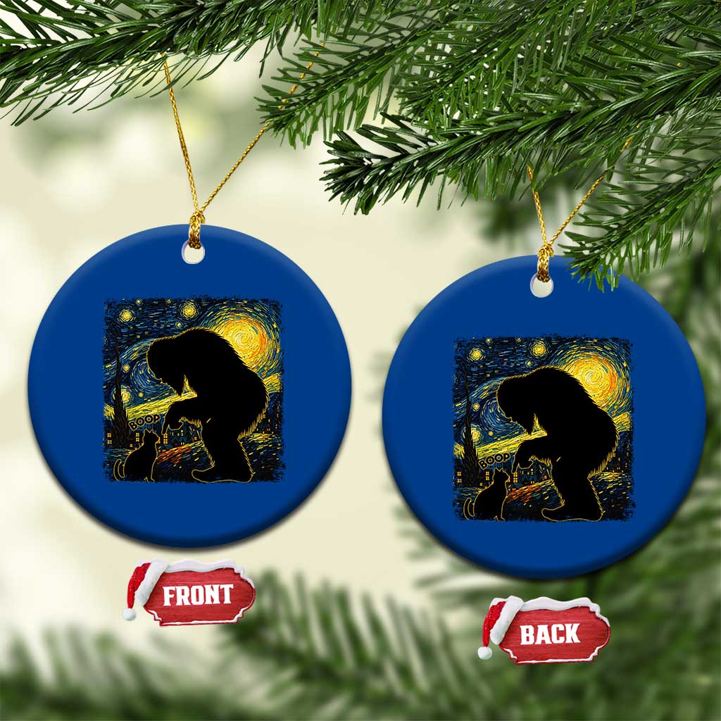 Fun Hand Boop Nose Bigfoot Cat Ceramic Ornament Sasquatch Starry Night Van Gogh TS10 1pc Blue Print Your Wear