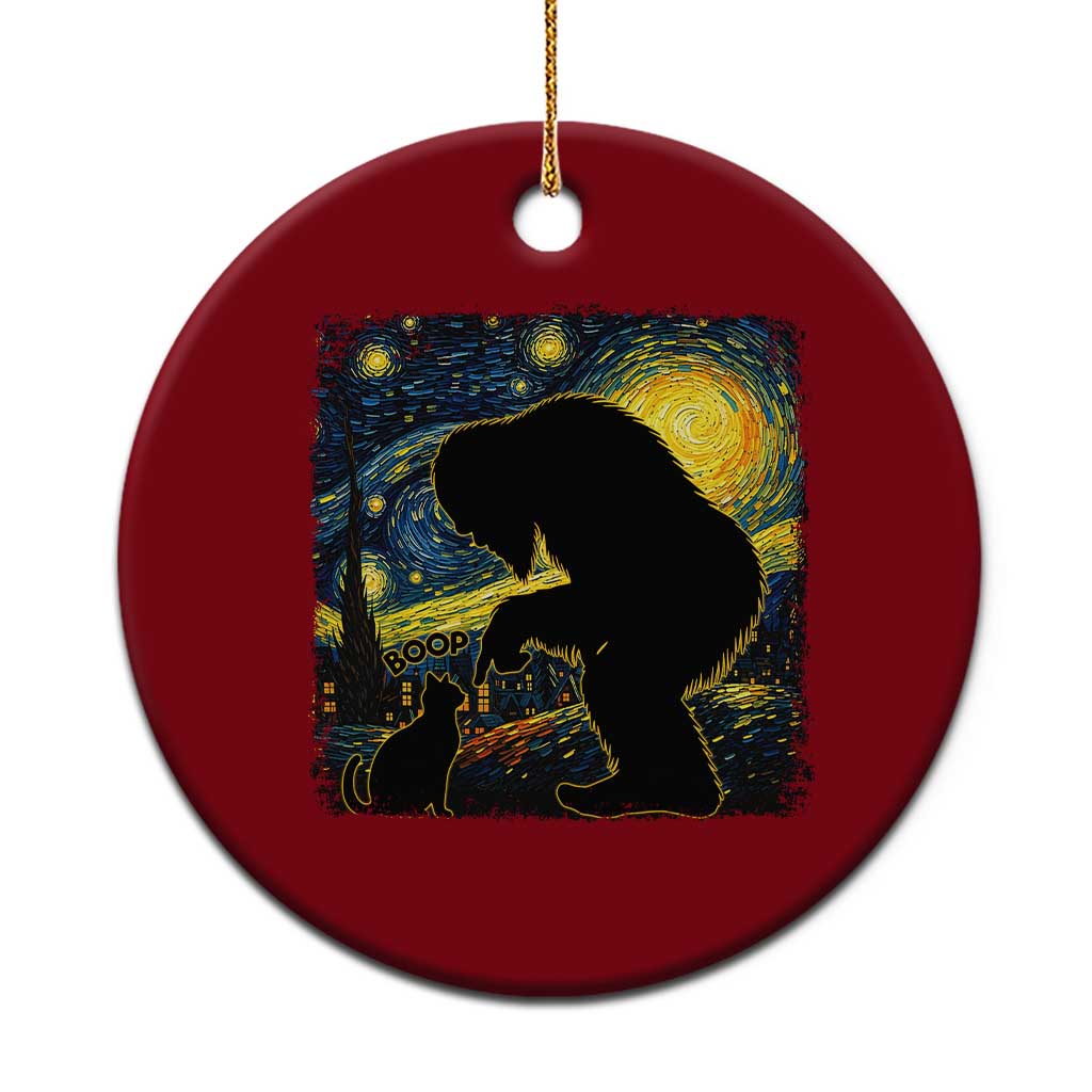Fun Hand Boop Nose Bigfoot Cat Ceramic Ornament Sasquatch Starry Night Van Gogh TS10 1pc Red Print Your Wear