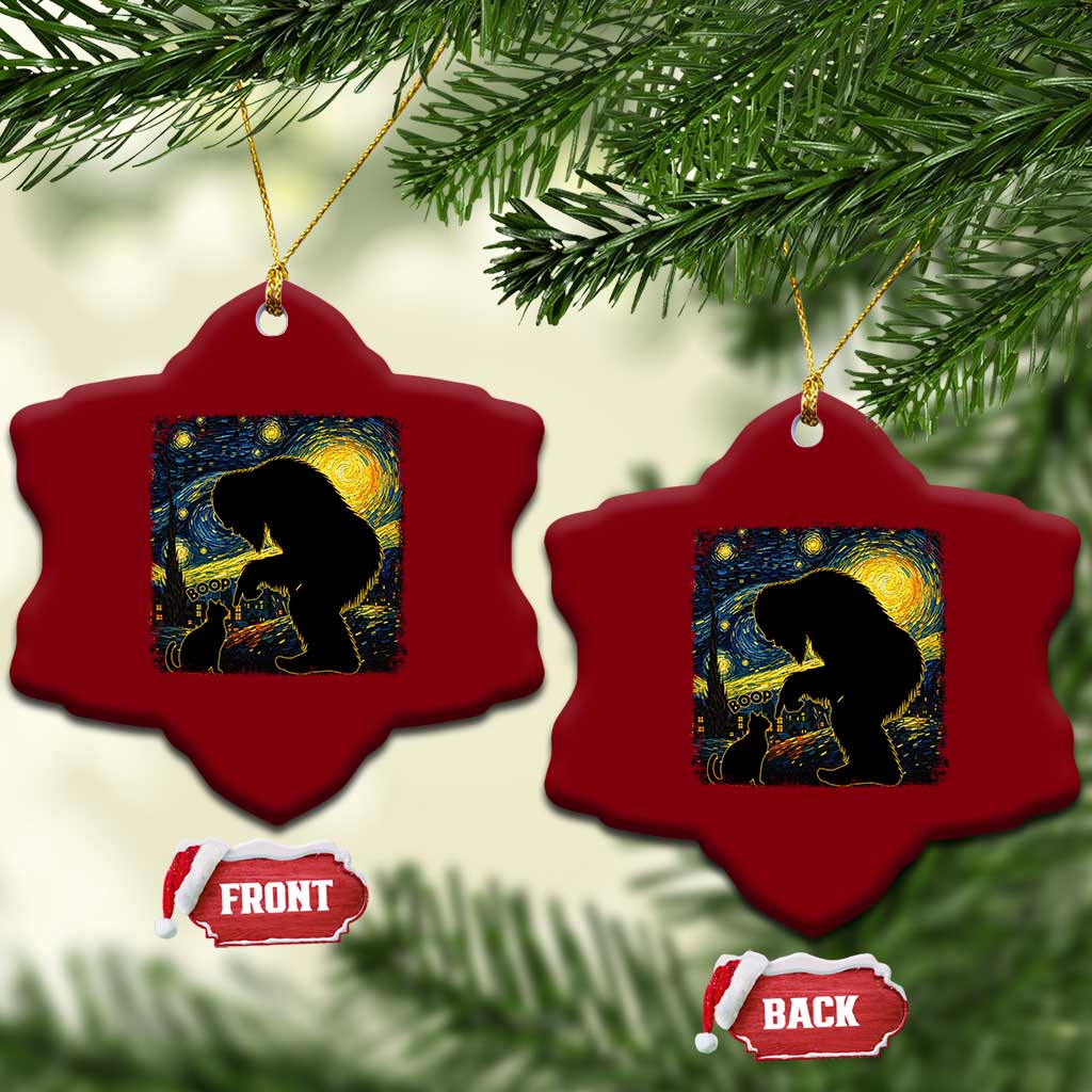 Fun Hand Boop Nose Bigfoot Cat Ceramic Ornament Sasquatch Starry Night Van Gogh TS10 Print Your Wear