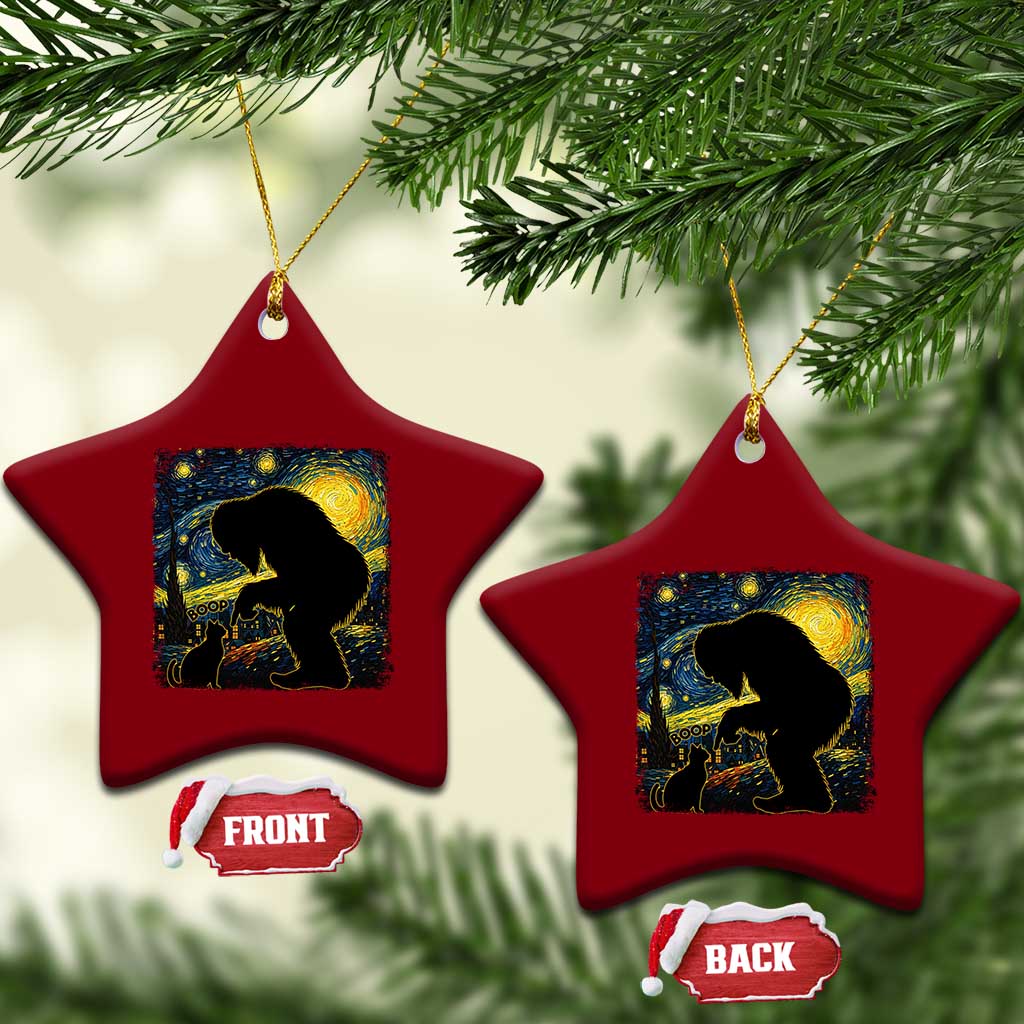 Fun Hand Boop Nose Bigfoot Cat Ceramic Ornament Sasquatch Starry Night Van Gogh TS10 Print Your Wear