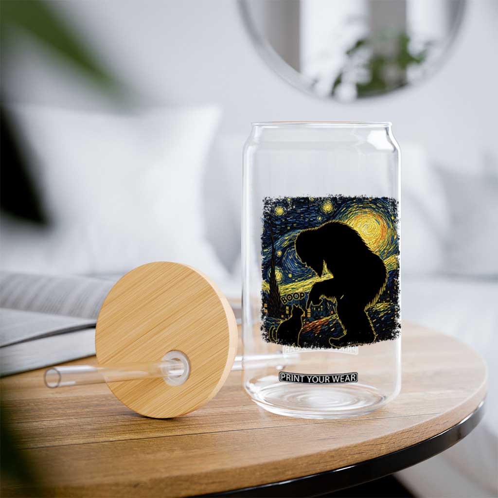 Fun Hand Boop Nose Bigfoot Cat Glass Can Sasquatch Starry Night Van Gogh TS10 Print Your Wear
