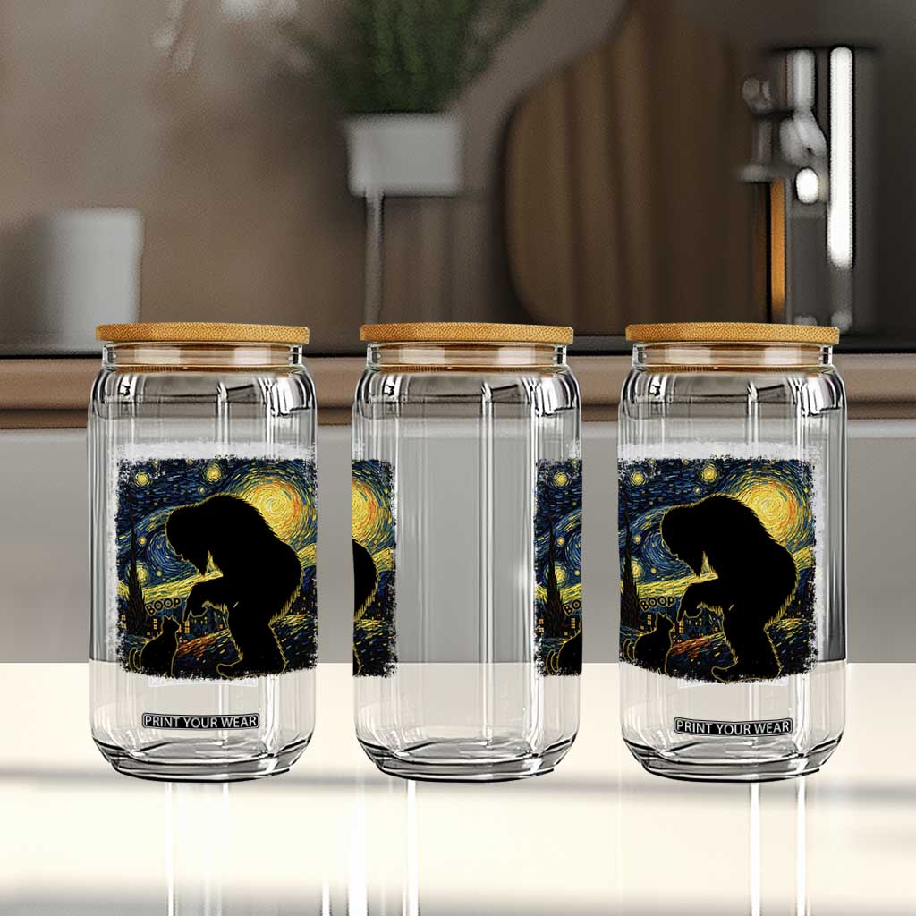 Fun Hand Boop Nose Bigfoot Cat Glass Can Sasquatch Starry Night Van Gogh TS10 Print Your Wear