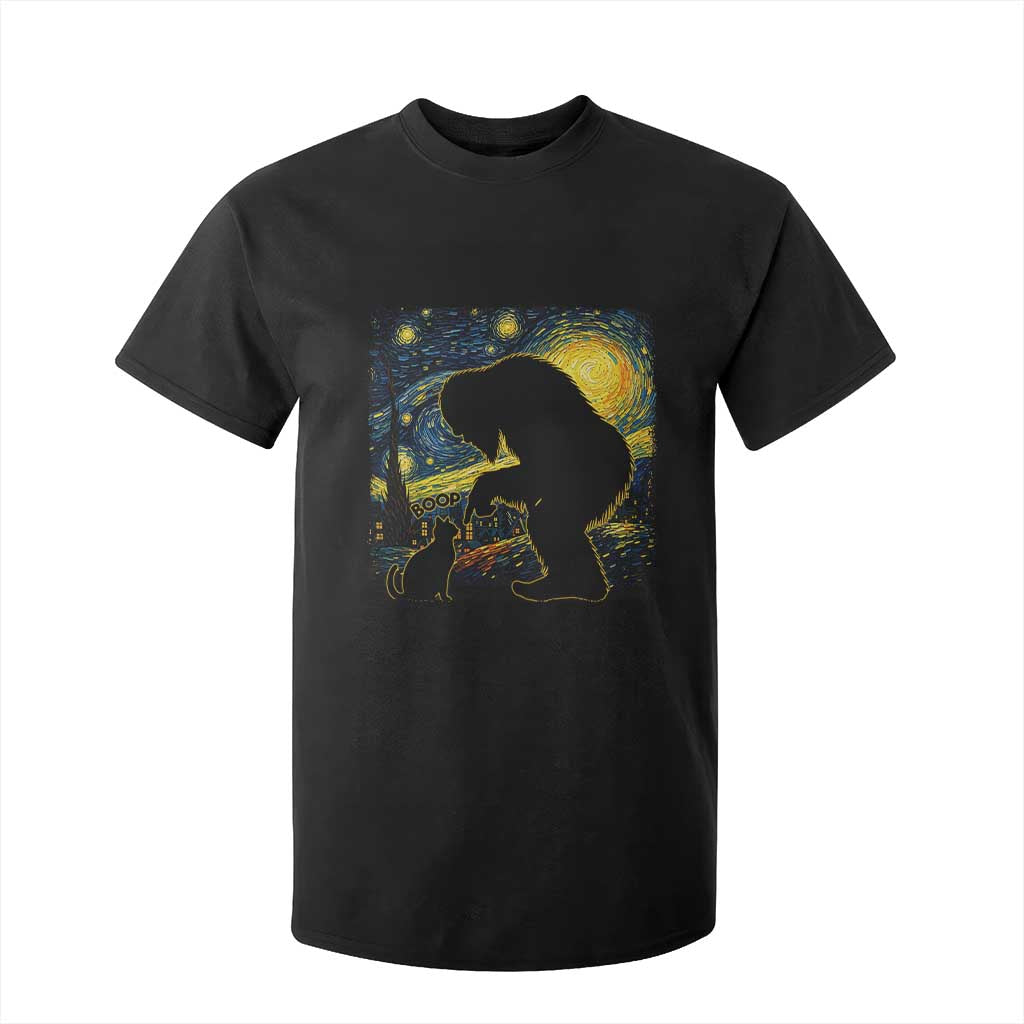 Fun Hand Boop Nose Bigfoot Cat T Shirt For Kid Sasquatch Starry Night Van Gogh TS10 Black Print Your Wear