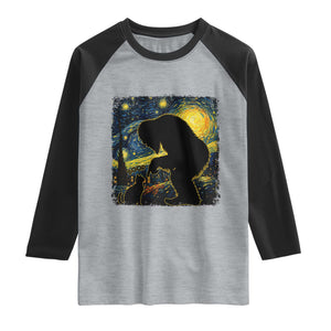 Fun Hand Boop Nose Bigfoot Cat Raglan Shirt Sasquatch Starry Night Van Gogh TS10 Heather Gray Black Print Your Wear