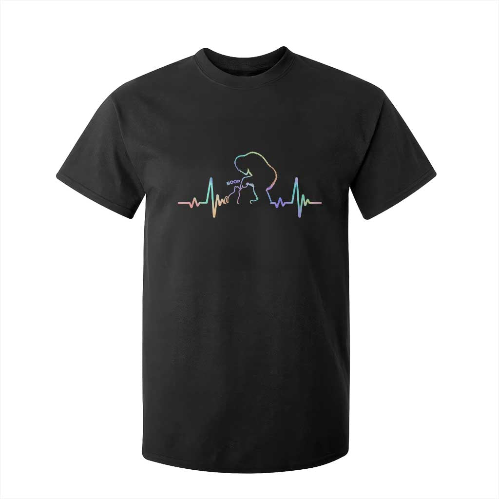 Fun Hand Boop Nose Bigfoot Cat T Shirt For Kid Heartbeat Sasquatch Cat Lover Animal Silhouette TS10 Black Print Your Wear