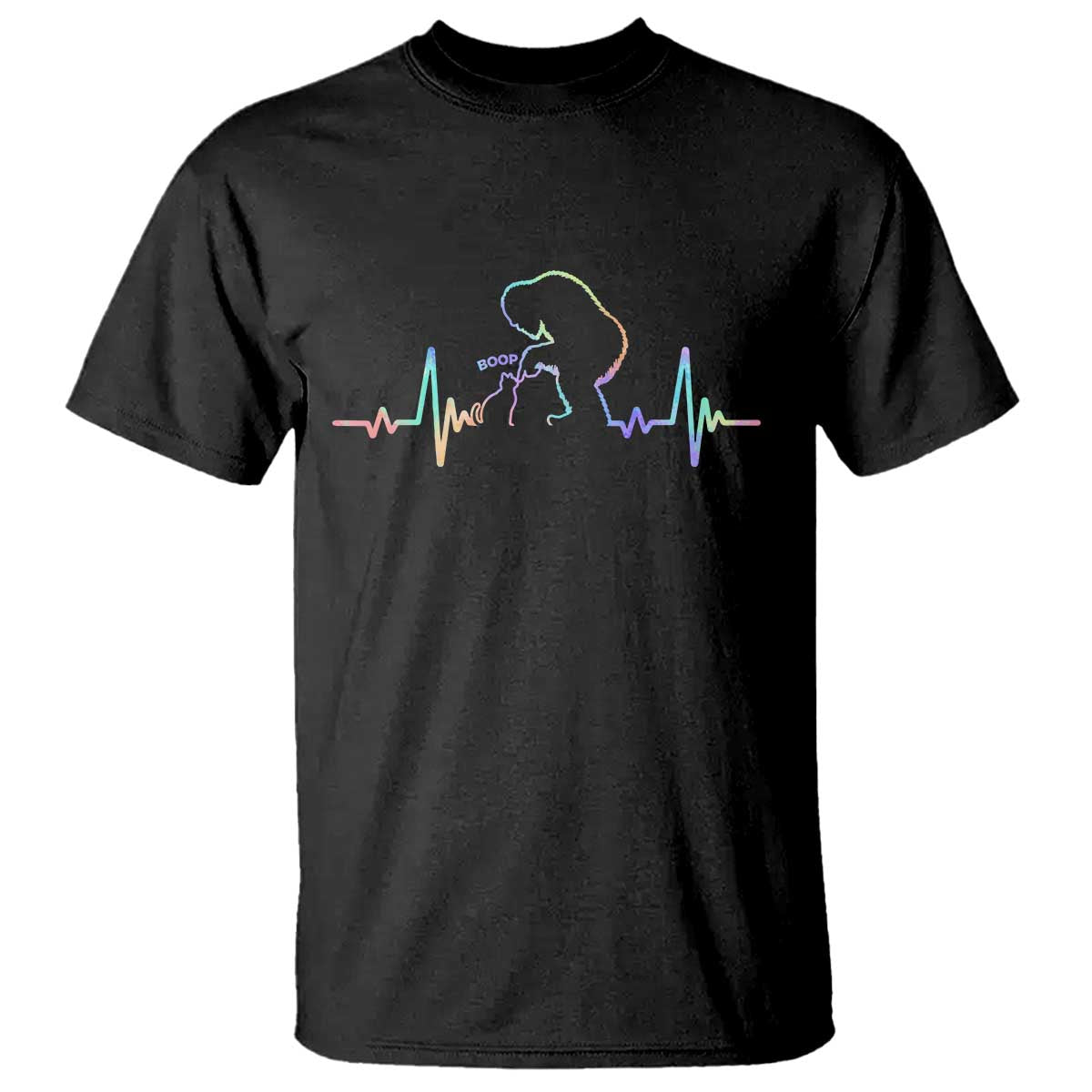 Fun Hand Boop Nose Bigfoot Cat T Shirt Heartbeat Sasquatch Cat Lover Animal Silhouette TS10 Black Print Your Wear
