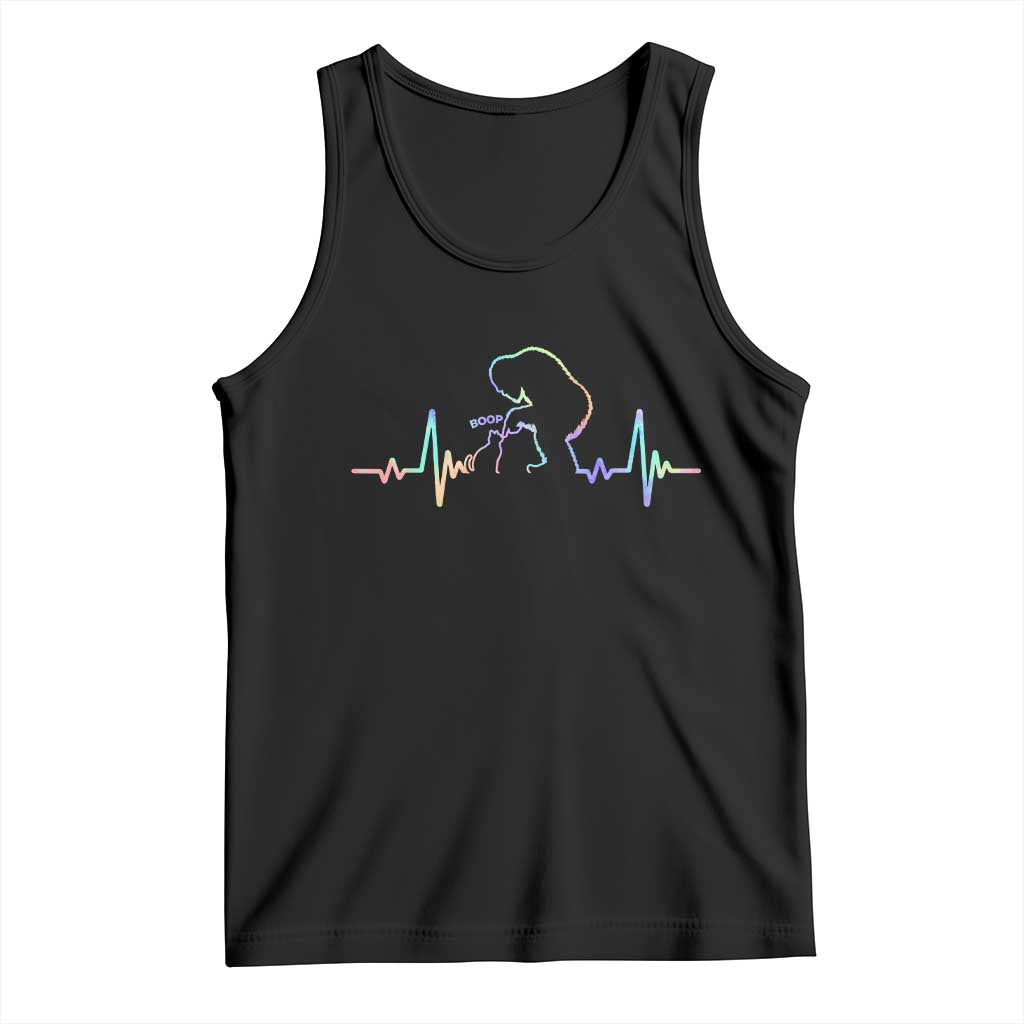 Fun Hand Boop Nose Bigfoot Cat Tank Top Heartbeat Sasquatch Cat Lover Animal Silhouette TS10 Black Print Your Wear