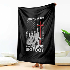 Retro I Found Jesus Still Looking For Bigfoot Throw Blanket Camouflage US American Flag Camo TS10 Print Your Wear