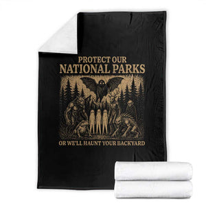 Funny Mothman Protect Our National Parks Throw Blanket Ghost Wendigo Skull Cryptid Weirdcore Folk Horror TS10 Black Print Your Wear