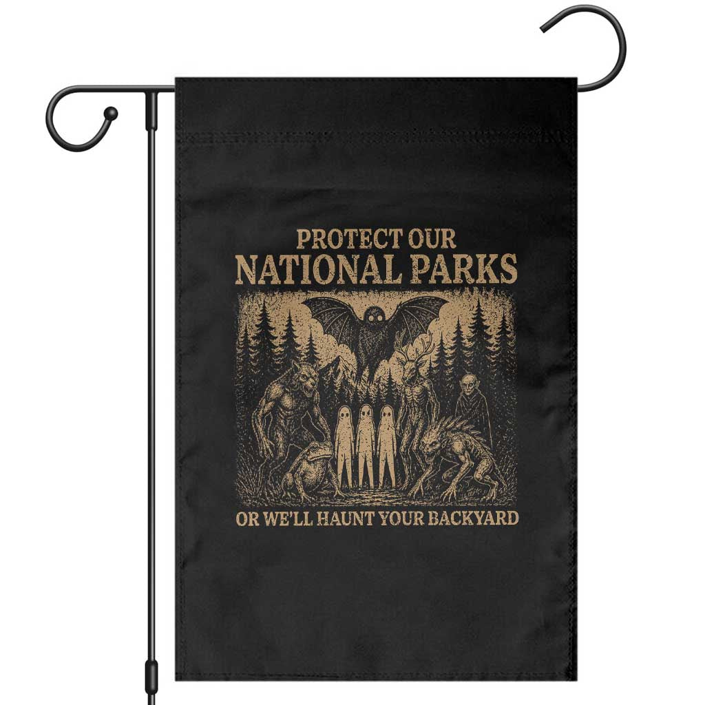 Funny Mothman Protect Our National Parks Garden Flag Ghost Wendigo Skull Cryptid Weirdcore Folk Horror TS10 Black Print Your Wear
