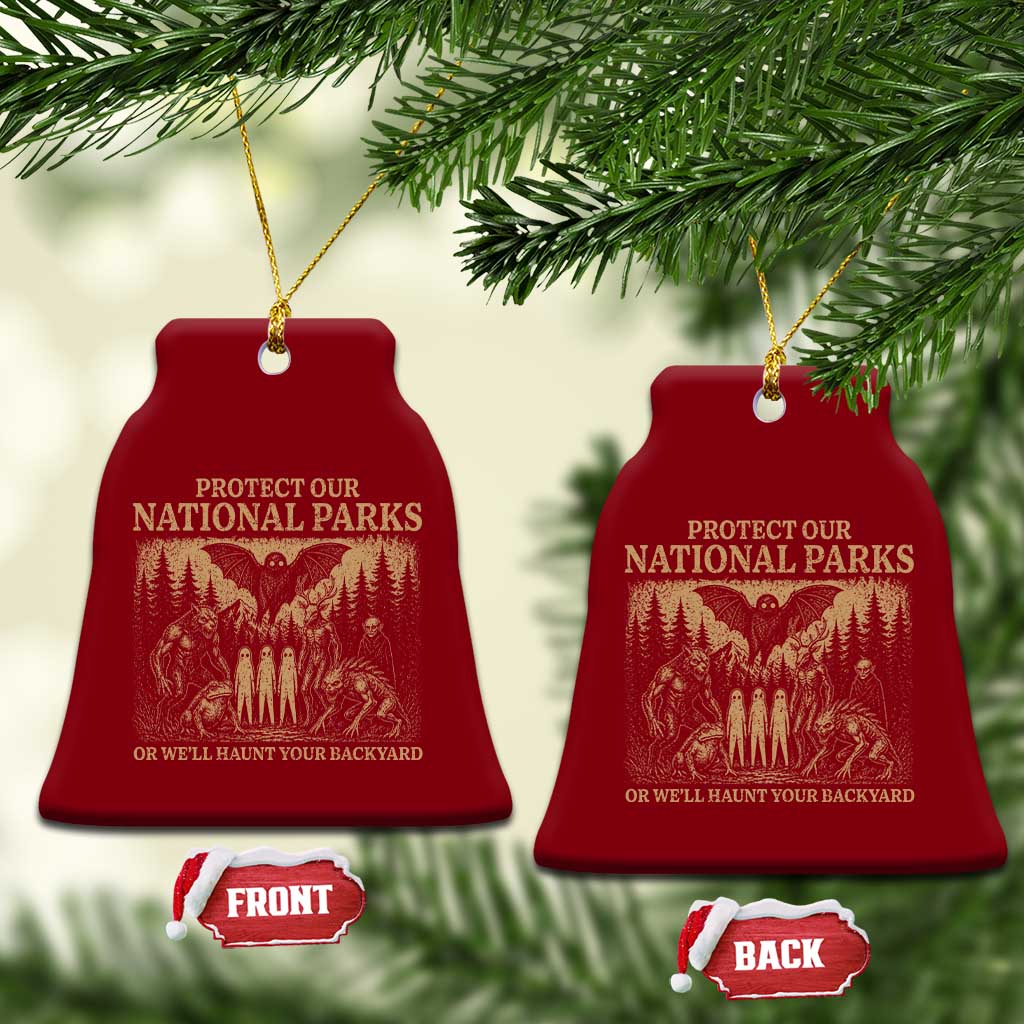Funny Mothman Protect Our National Parks Ceramic Ornament Ghost Wendigo Skull Cryptid Weirdcore Folk Horror TS10 Print Your Wear