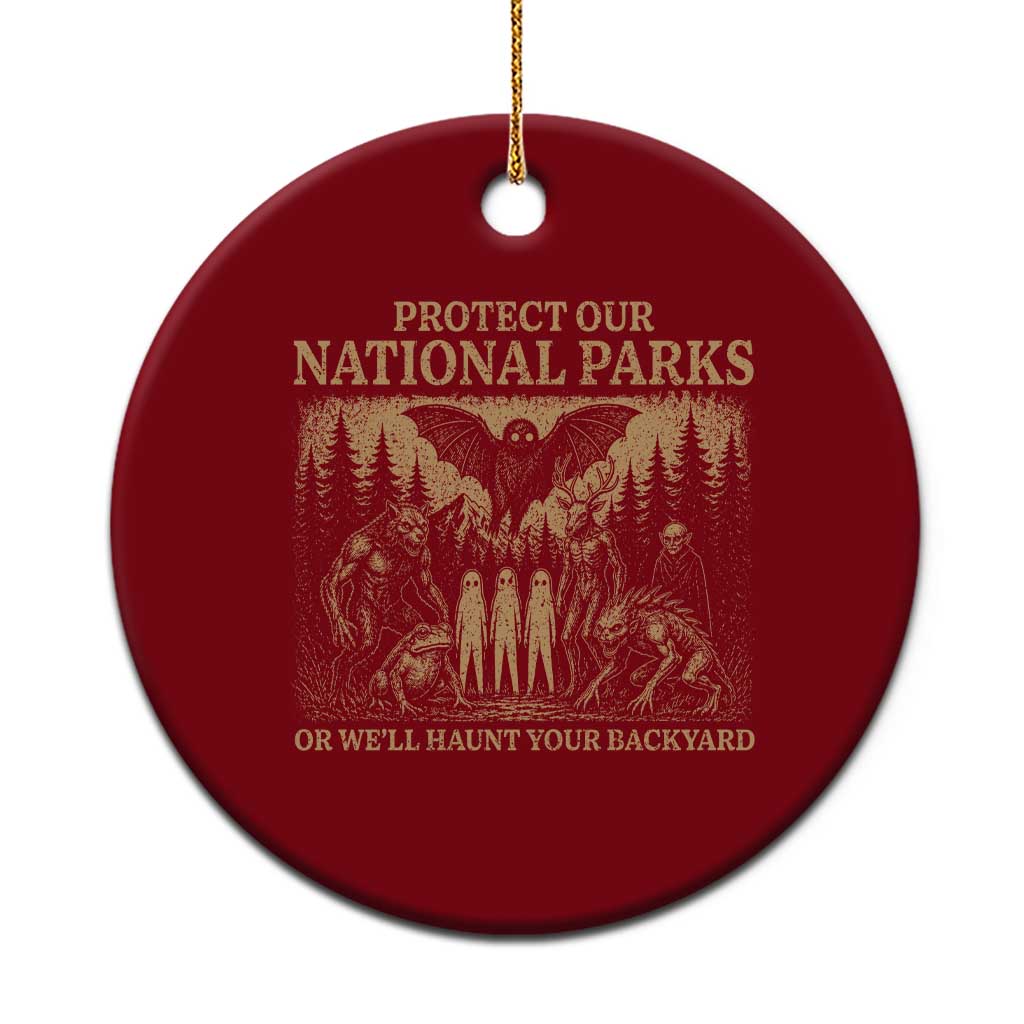Funny Mothman Protect Our National Parks Ceramic Ornament Ghost Wendigo Skull Cryptid Weirdcore Folk Horror TS10 1pc Red Print Your Wear