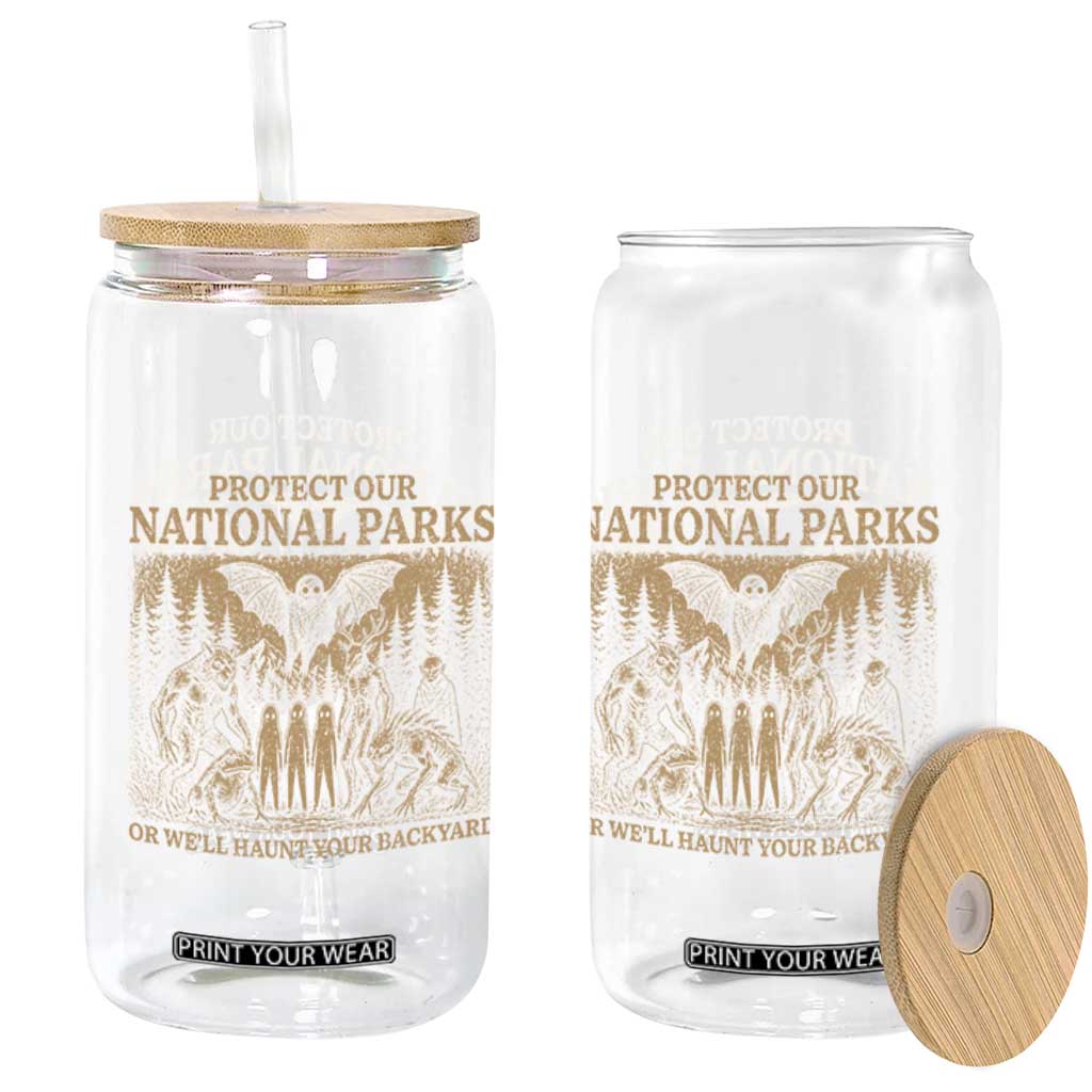 Funny Mothman Protect Our National Parks Glass Can Ghost Wendigo Skull Cryptid Weirdcore Folk Horror TS10 Print Your Wear