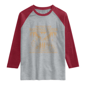 Funny Mothman Protect Our National Parks Raglan Shirt Ghost Wendigo Skull Cryptid Weirdcore Folk Horror TS10 Heather Gray Heather Red Print Your Wear