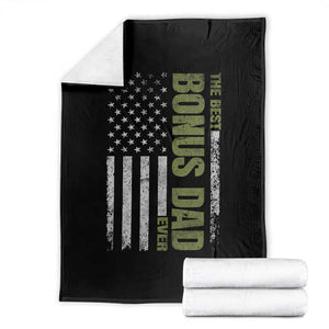 Bonus Dad Throw Blanket American Flag Best Bonus Dad Ever Fathers Day TS10 Black Print Your Wear