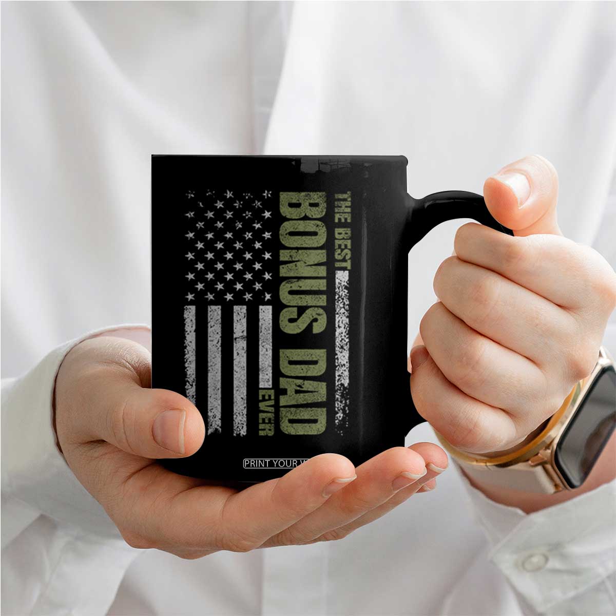 Bonus Dad Coffee Mug American Flag Best Bonus Dad Ever Fathers Day TS10 Print Your Wear