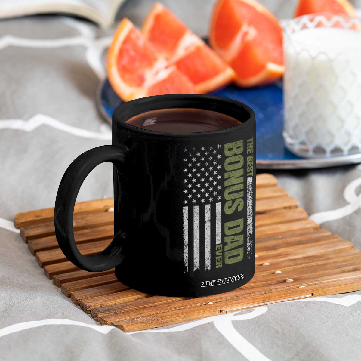 Bonus Dad Coffee Mug American Flag Best Bonus Dad Ever Fathers Day TS10 Print Your Wear