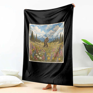 Retro Bigfoot Wildflower Throw Blanket Vintage Sasquatch Funny Cryptid TS10 Print Your Wear